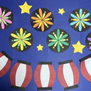 壁面飾り　花火と提灯セット