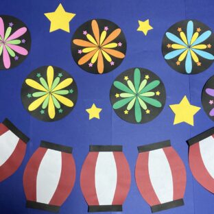 壁面飾り　花火と提灯セット